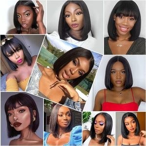 Vente en gros 8-14 ''Péruvienne HD Lace Front Bob Perruque 100% Vierge Cheveux Humains Courts Raides Ombre Blonde Transparent Dentelle - Product Image 5