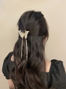 Mode épingle à <span class=keywords><strong>cheveux</strong></span> en métal avec pince à requin strass papillon gland tête arrière ornement griffe attraper attrape-<span class=keywords><strong>cheveux</strong></span> - Product Image 6