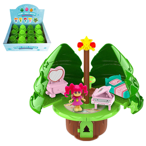 Jinying Kit de Casas de Muñecas DIY, Árbol de Navidad, Juguetes de Microescenas para Niños, Juego de Imitación Preescolar, Juguetes para Niños - Product Image 1