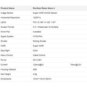 Prix de gros RunCam <span class=keywords><strong>Racer</strong></span> Nano 4 Caméra 1200TVL <span class=keywords><strong>Drone</strong></span> Parts <span class=keywords><strong>Kit</strong></span> - Product Image 5