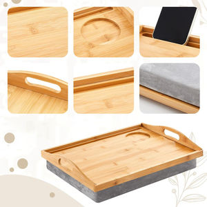 ถาดวางบนเตียงไม้ไผ่พร้อมหมอนรองแบบถอดได้ ถาดอาหารไม้พร้อมเบาะรอง - Product Image 4