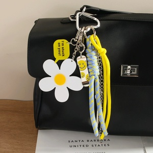Vente en gros usine : Mini charme de sac à main pour femme, motif fleur de marguerite en acrylique, avec fermoir métallique et sangle tressée brillante, style skateboard - Product Image 1
