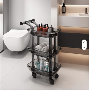 Wholesale Original Equipment Manufacturer Hair Stylist Salon Removable Cart Black Acrylic Storage Barber <b>Trolley</b> - Product Image 2