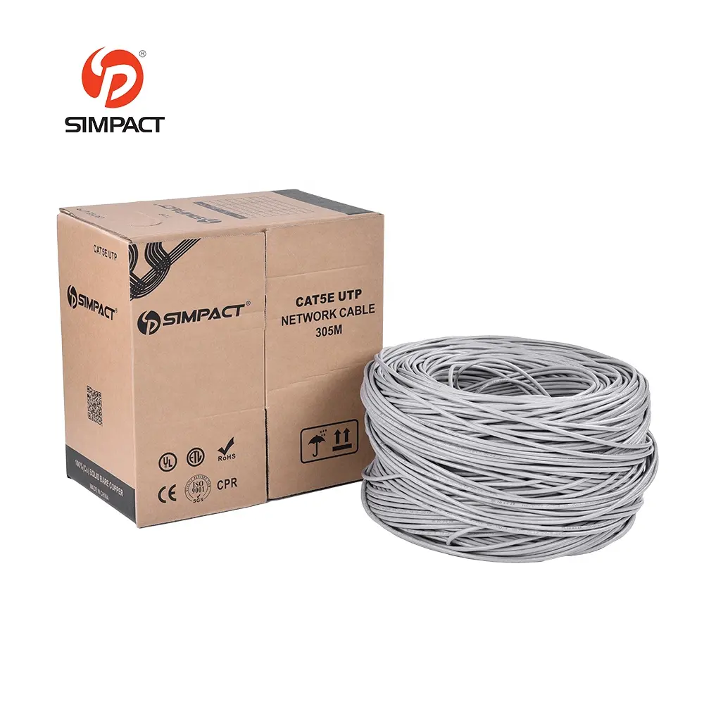 Simpact custom pure copper wire PVC/LSZH/CM/CMP jacket cat5e cable cmr 1000ft cat5 data cables ethernet network lan wire cable