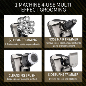 For Bald <b>Razor</b> Machine LCD Display 7D Floating <b>Head</b> Waterproof Portable Twin Blade Face Nose Hair Trimmer Shaving Men's - Product Image 3