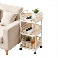 Table d'appoint mobile avec étagères de rangement, chariot utilitaire roulant pour salon, chambre et salle de bain