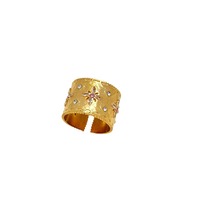 High-End personal isierter offener Ring mit breit seitigem geometrischem Design 18 Karat vergoldete Zirkon-Edelstahl-Ringuhr