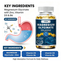 Glycinate de magnésium de marque privée OEM 500mg capsules molles zinc vitamine D3 B6 soutien sommeil nerf muscle santé