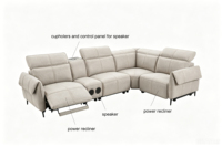 Ensemble de canapés modulaires en tissu, grand canapé d'angle pour salon, meubles inclinables avec haut-parleurs Bluetooth