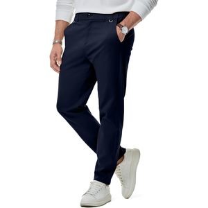 2025 hommes marine robe pantalon décontracté Stretch taille Slim Fit fuselé coton sergé avec poches zippées - Product Image 2