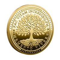 Pièce commémorative plaquée en métal, double face, avec motif Arbre de Vie et Memento Mori, inspirée de la philosophie stoïcienne, objet artisanal et porte-bonheur de poche