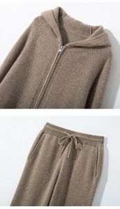 Bộ áo len cardigan và quần len cashmere <span class=keywords><strong>2025</strong></span> dành cho nữ, thiết kế riêng, áo len cashmere tay dài - Product Image 2