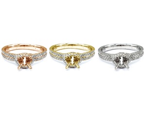 Oem Jewelry Top Sales Alta calidad 14K Oro blanco sólido Diamante real Forma redonda Anillo de compromiso de montaje semi de lujo para mujeres - Product Image 4