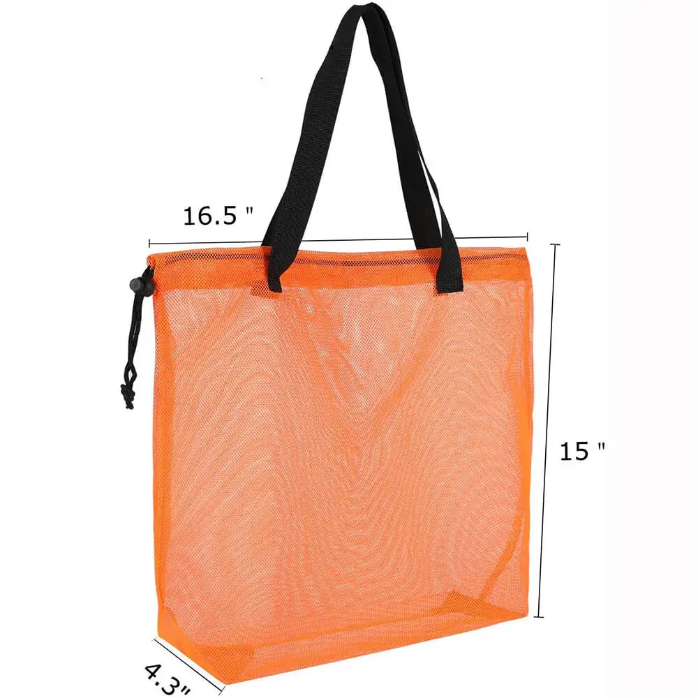 Custom Reusable Print Logo Nylon Mesh Large Organza Beach Tote Shopping Bag