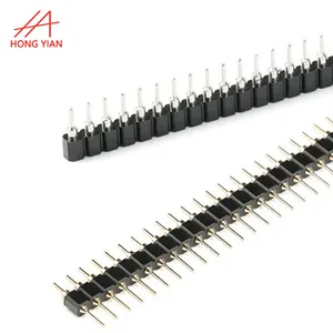 Conector de cabeçote redondo 2x40 1x40, pin único, duplo fileira 2.54 2mm, ângulo direito macho vertical, cabeçote macho pcb