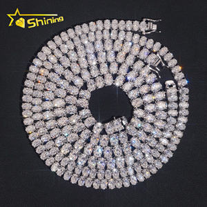 سلسلة تنس فاخرة من الموسانيت بيضاوية الشكل، مصنوعة من الفضة الإسترلينية عيار 925 مطلية بالذهب، تجتاز اختبار الألماس، قلادة تنس من الموسانيت، سلسلة متألقة - Product Image 2