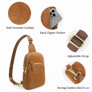 Bolso Bandolera de Viaje para Hombre y Mujer, de Gamuza y Cuero, Impermeable, Resistente, con Bloqueo RFID, Pequeño - Product Image 4