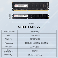 OEM ODM Vente en gros RAM DDR3 8 Go pour ordinateur de bureau 4 Go 1333MHz 1600MHz 1.5V Mémoire RAM