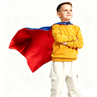 Cape réversible double face en satin pour enfants 70*70cm Rouge-Jaune, cape unie pour séance photo d'anniversaire et fournitures de fête à thème