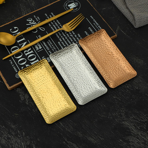 304 Edelstahl vergoldet rechteckig verdickt Hotel Handtuch ablage Golden Hammer Point Papier handtuch Snack Tablett - Product Image 2