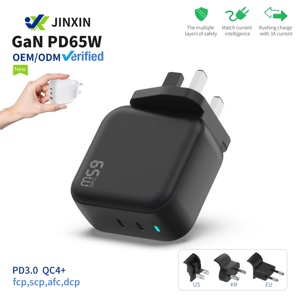 Cargador USB GaN de 65W con Enchufe Europeo, Cargador de Pared de Carga Rápida PD QC3.0 <span class=keywords><strong>para</strong></span> <span class=keywords><strong>iPhone</strong></span>, Samsung, Laptop, Tablet, con Protección OVP y OTP - Product Image 1