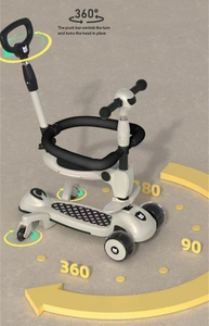 <span class=keywords><strong>Trottinette</strong></span> 5 en 1 pour enfants avec roues lumineuses LED et plateau pliable, <span class=keywords><strong>trottinette</strong></span> à pousser pour enfants avec poignée - Product Image 4