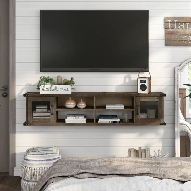 Wall Mounted Wood 63 Inch TV Console TV Cabinet Floating TV Stand