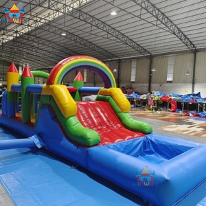 Parcours d'obstacles gonflable géant en PVC commercial coloré 7x4m, château gonflable combiné, château sportif, 20 personnes, garantie de 3 ans - Product Image 3