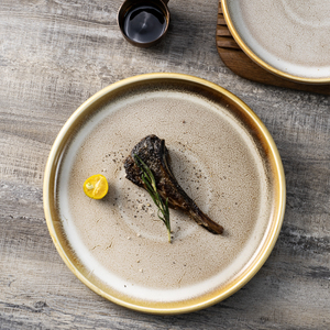 YAYU personnalisé nordique kaki turquie hôtel rustique entrée <span class=keywords><strong>plateau</strong></span> à manger en céramique plats fins assiettes à dîner en porcelaine pour Restaurant - Product Image 3