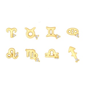 Gemnel neueste Horoskop zwölf Sternbilder einfache Tierkreis Mini Piercing Ohr stecker CZ 925 Silber Damen Moissan ite Ohrringe - Product Image 1