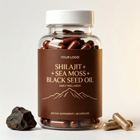 Complément alimentaire Shilajit Men Extract Complex Ultra Capsules avec algues et graines noires, 60 capsules, 30g, OEM ODM, étiquette privée