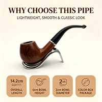 Pipe à tabac en résine à grain de bois de 146 mm en gros |   Tige Courbée Noire avec Support en Y YunAng