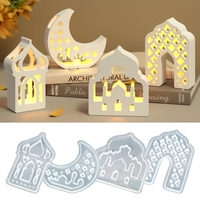 Moule DIY en silicone pour abat-jour creux en forme de maison, décoration orientale, forme de lune, pour ciment, plâtre, résine, ornements, Festival de la Lune