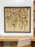Décoration murale shadowbox encadrée faite main gros, art 3D fleurs bois corde jute pour intérieur maison