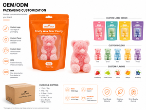 Bonbons en cire 3D en forme d'ours rose, 200g, pièce géante, fourrés au jus de fruits, friandises moelleuses, cadeau - Product Image 6