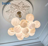 Lustre en albâtre espagnol, design pour villa, lampe d'ingénierie, globe en albâtre pour escalier et salon, suspension de salon