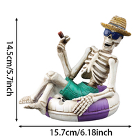 Cendrier squelette en résine, figurine décorative pour vacances à la plage, décoration d'Halloween, support à cigarettes, pour bar à domicile, table de bureau, cadeau artisanal