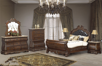 Meubles en bois lit royal ensemble de meubles de chambre français en bois sculpté à la main européen antique design solide meubles de maison