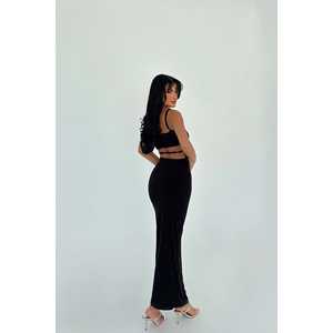 ชุดราตรีสีดำทรงบอลกาวน์ ดีไซน์ด้านหลังเก๋ไก๋ ทรงเอ็มไพร์ แขนสั้น ยาวลากพื้น เหมาะสำหรับงาน Quinceanera หรืองานพรอม - Product Image 3