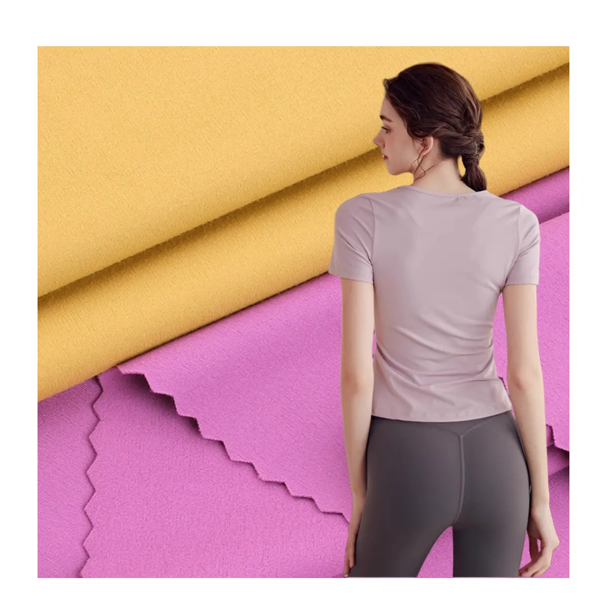 Lulu warna solid rajut 4 cara peregangan 75 nilon 25 jersey kain spandeks pakaian renang celana yoga celana olahraga legging