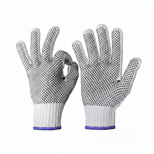 Guantes de punto de doble cuerda de PVC sin costuras para hombre, guantes de seguridad para el trabajo, protección para la industria de la construcción, algodón y poliéster - Product Image 1