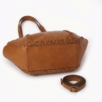 Sac fourre-tout en cuir PU avec bandoulière tressée, sac à main grande capacité pour femme, ceinture amovible, logo personnalisé