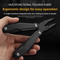 Pince multifonction pliable de précision noire en acier inoxydable, couteau de poche portable pour le camping en extérieur, la réparation à domicile, cadeau OEM
