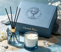 Coffret Cadeau d'Aromathérapie avec Bougie Parfumée en Cire de Soja et Diffuseur à Bâtonnets, Doublure en Satin Écologique pour Cadeaux de Mariage et de Fêtes