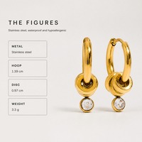 18K Gold Plated Stainless Steel White Zircon Dangle Earrings Modern Minimalist Trendy Drop Earrings for Women Gift