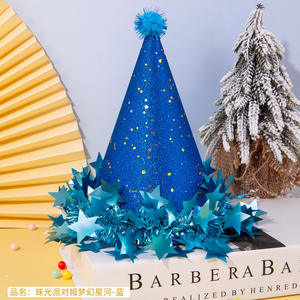 Sombreros de fiesta con purpurina con pompones Bolas <span class=keywords><strong>peludas</strong></span> y borlas Decoración de estrellas para cumpleaños/Baby Shower/Navidad - Product Image 4