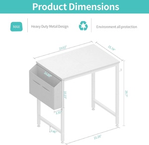 Bàn <span class=keywords><strong>mini</strong></span> phong cách hiện đại đơn giản 24 inch cho trẻ em gái thiết kế màu trắng bền với túi lưu trữ & Móc tai nghe cho phòng ngủ nhỏ - Product Image 4