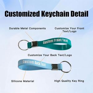 <b>Custom</b> Rubber <b>Keychain</b> Keytag, Waterproof Sport <b>Keychain</b>, Brand Logo Soft Silicone Bracelet Wristbands with Keyring - Product Image 5