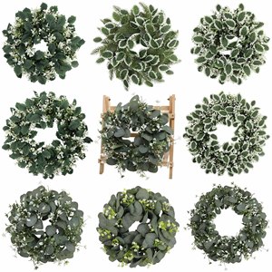 Artificial Eucalyptus Wreath Natural <b>Green</b> Foliage <b>Garland</b> Decor For Home Dining Table Holiday Party Tabletop Ornament - Product Image 1