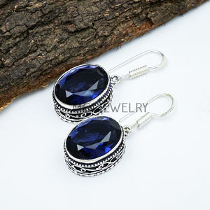 Tanzanite Gemstone Boucle D'oreille Dangle Boucle D'oreille pour Filles Vintage Boucle D'oreille À La Main De Haute Qualité 925 Argent Plaqué Bijoux MGLOT - Product Image 2